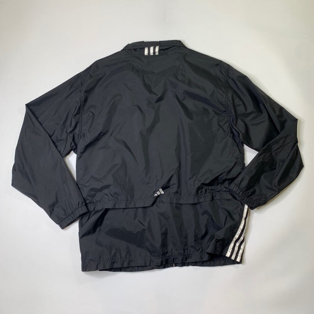 Vintage‎ Adidas Jacket Mens M Medium Black Nylon Windbreaker Side Stripes Y2K - Picture 3 of 11